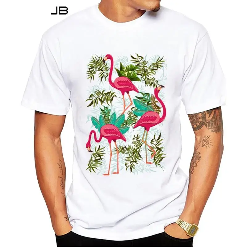 FPACE Roza Flamingov Natisni T-Shirt Moda Fitnes Kul O-vratu Eksotičnih Ptic moška T Majica Poletje Kratkimi Rokavi Moški Oblačila