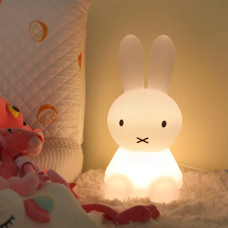 Lámpara de conejo de 50 CM, luces debés, luz par mesita de noche, lámpara par niños, luces de colores con atenuación