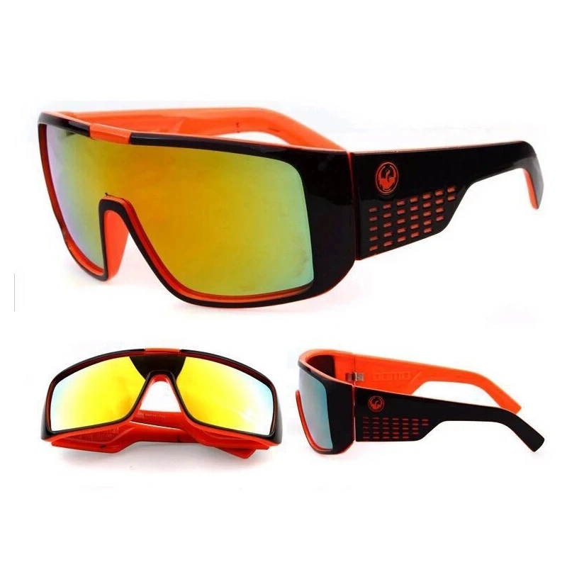 Dragon Velika sončna Očala za Moške Vetrobransko steklo, Okvir Športna sončna Očala Kolo Reflektivni Kvadratnih Črna Očala Vožnje UV400