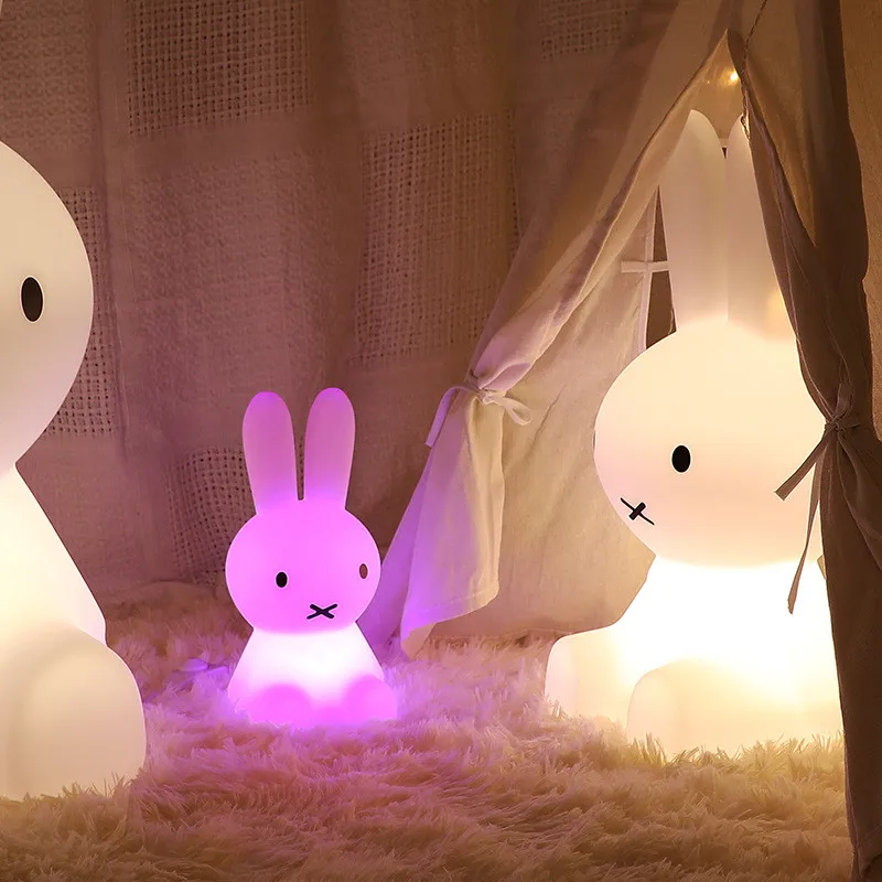 Lámpara de conejo de 50 CM, luces debés, luz par mesita de noche, lámpara par niños, luces de colores con atenuación
