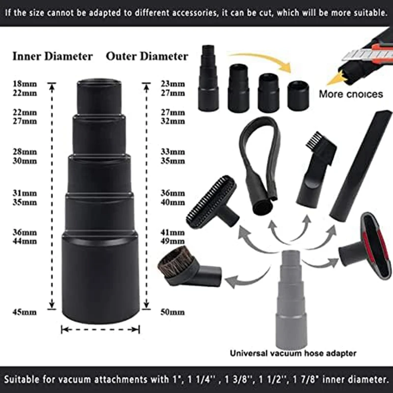 11Pcs Univerzalni Vakuumski Attachment Kit 1-1/4 inch Vakuumsko Cev Ac Mokro Suho Plastičnih Sesalniki Deli