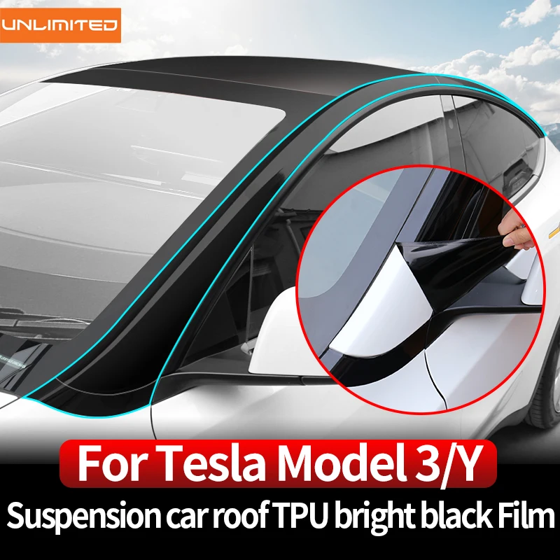 Avto Vzmetenje Streho TPU Svetlo Črno Film Za Tesla 2021-2023 Model3 ModelY Dekoracijo Nevidnost Zaščito Membrane Dodatki