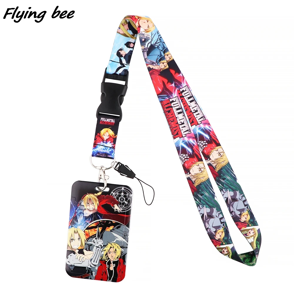 Flyingbee X1857 Anime Fant Alkimist, Vrvica Za Opaljivanje Tega Imetnika Kartice Študent Visi Vratu Telefon Vrvica Za Opaljivanje Tega Značko Podzemni Dostop Imetnika Kartice