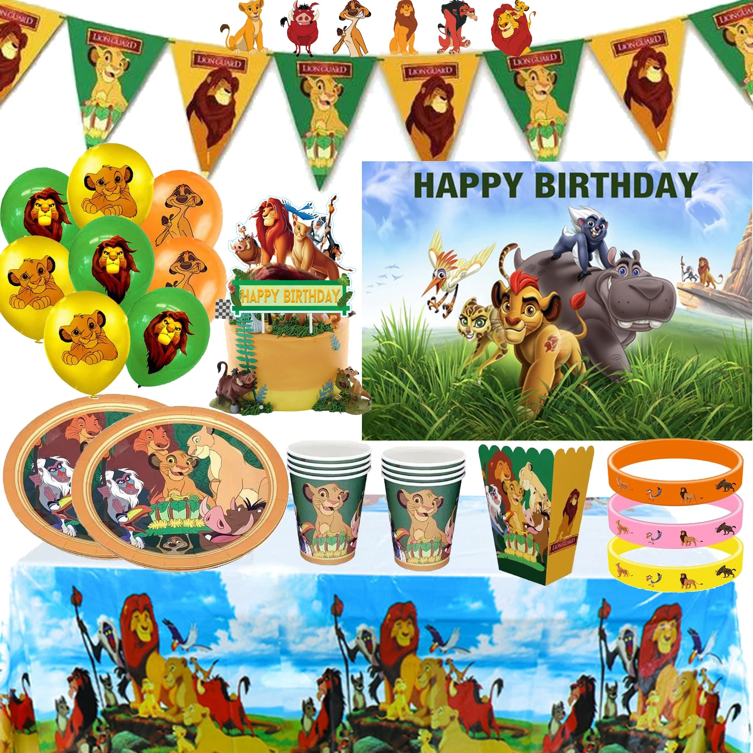 Lion King Simba Tematskih Rojstni Dan Dobave Papir Plošče Prtom Banner Rojstnodnevne Zabave |Fantje Rojstni Odlikovanja