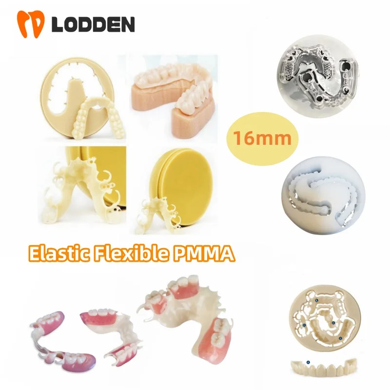 Zobni Laboratorij Materiala PMMA Elastična Blok (98mm)*16 Pisane Disk Odprt Sistem za zobni laboratorij za CAD/CAM uporabo