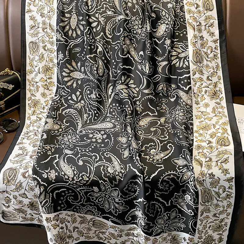 180*90 cm Pomlad poletje Moda headcloth lady foulard Luksuzne blagovne znamke svileni šal ženske Priljubljena cvet plaži šal bandanna pareo