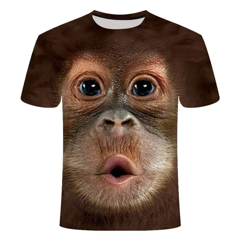 Nov poletni modni trend tridimenzionalno tiskanje živali opica, orangutan kratka sleeved zabavno design prevelik priložnostne T-shirt