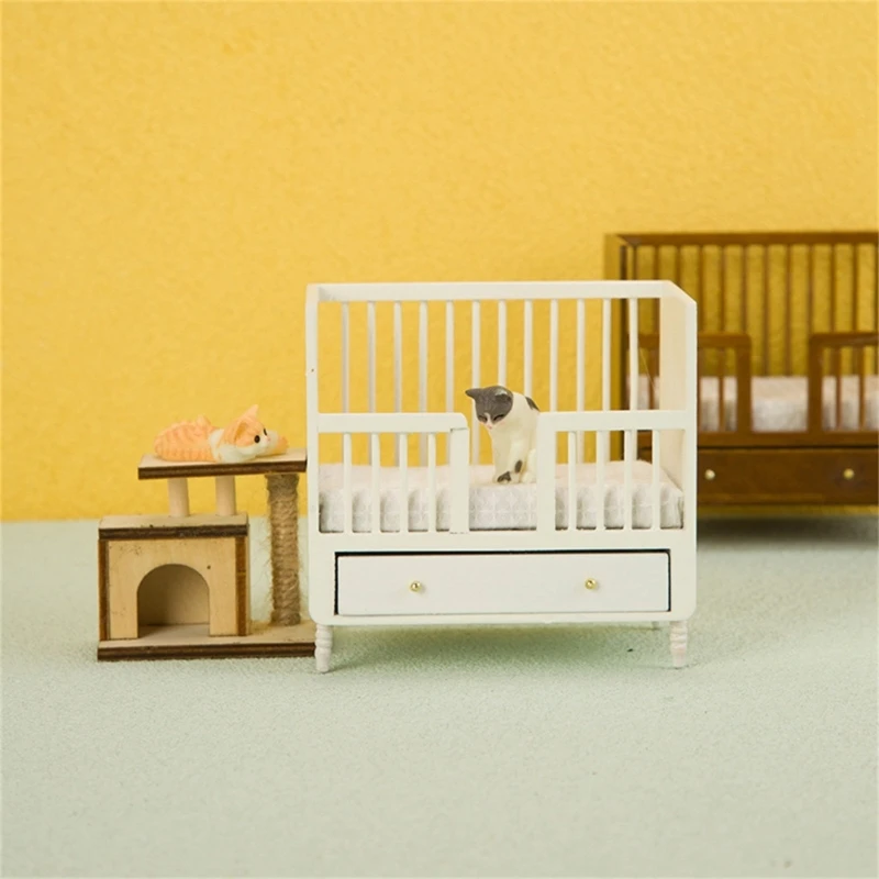 1:12 Model Otroška Posteljica Posteljo Lutke Dnevna Soba Lesa Pohištvo Mikro Krajine Lutke Okras Hiše Dodatki