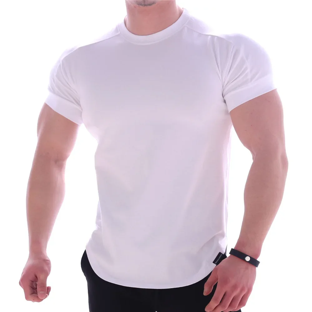 B8602 Moške Poletne Majice Visoko Elastična Slim Fit Tshirt Moški Hitro sušenje Ukrivljen Robom Mens T-Majice Barva 3XL