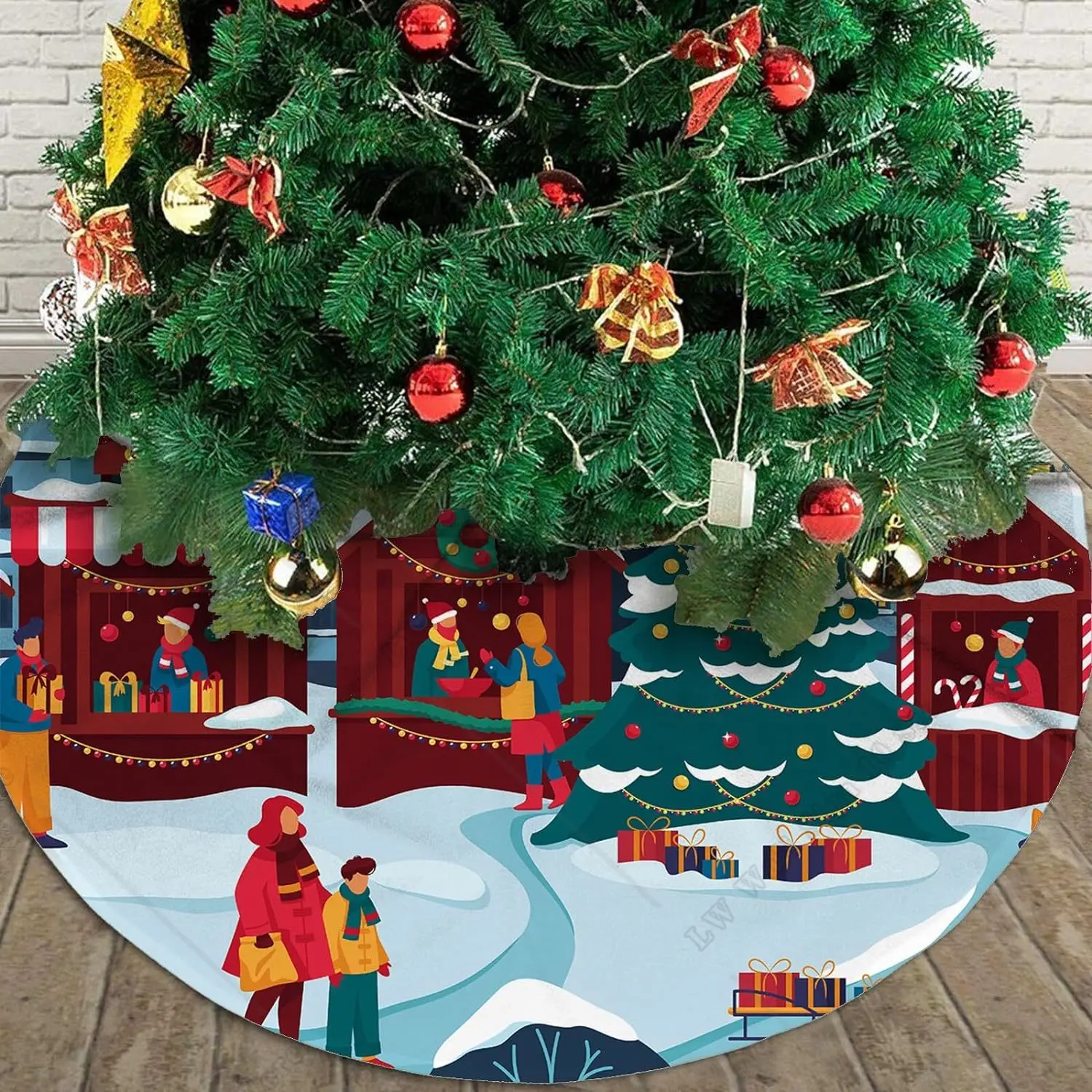 Božič Market Božično Drevo Krilo voziček Božično Drevo Rdeče Hiše Doma Dekor Prijetno Drevo Krilo Mat za Počitnice Okraski