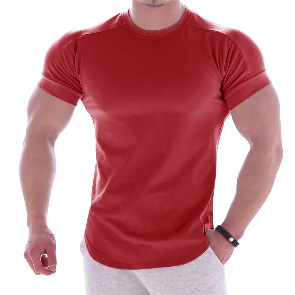 B8602 Moške Poletne Majice Visoko Elastična Slim Fit Tshirt Moški Hitro sušenje Ukrivljen Robom Mens T-Majice Barva 3XL