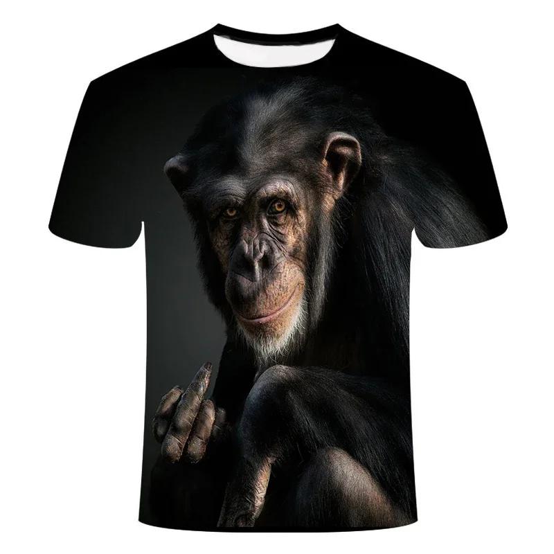 Nov poletni modni trend tridimenzionalno tiskanje živali opica, orangutan kratka sleeved zabavno design prevelik priložnostne T-shirt